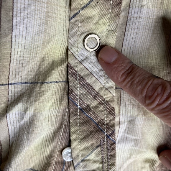 Vintage Wrangler Western Skully Vine Snap Button Shirt Men's 2XL Brown Tan Plaid - Picture 2 of 13